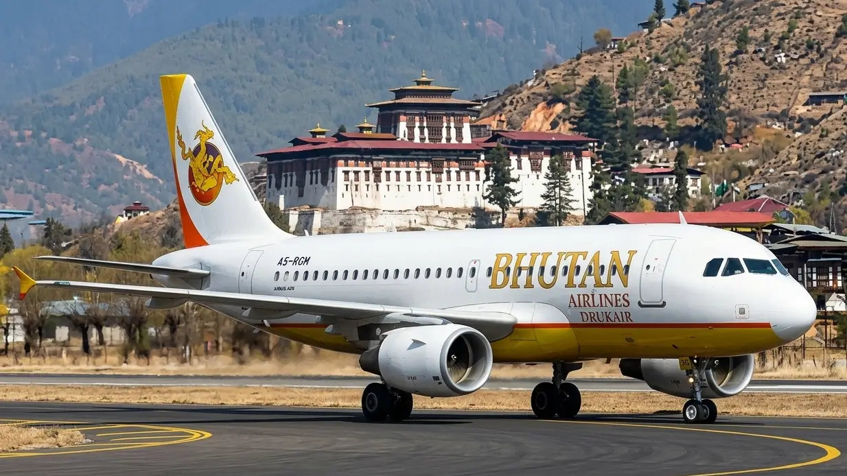 Experience one of the world's most spectacular and exclusive aviation approaches. Gliding past deep valley ridges, your descent into Paro International Airport offers an immediate view of historic fortress landmarks—marking a flawless transition into your