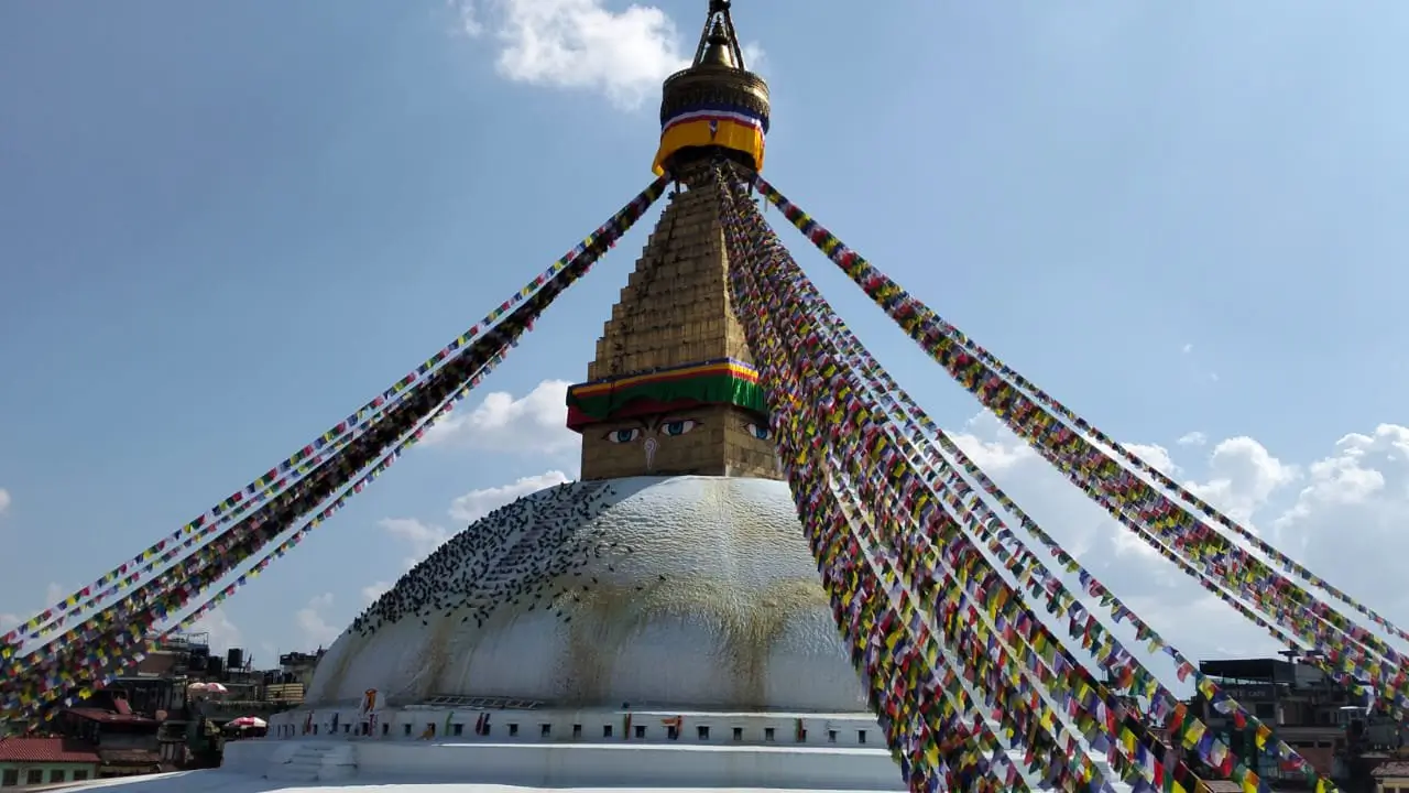 Boudhanath Stupa aerial view — UNESCO World Heritage site Kathmandu
