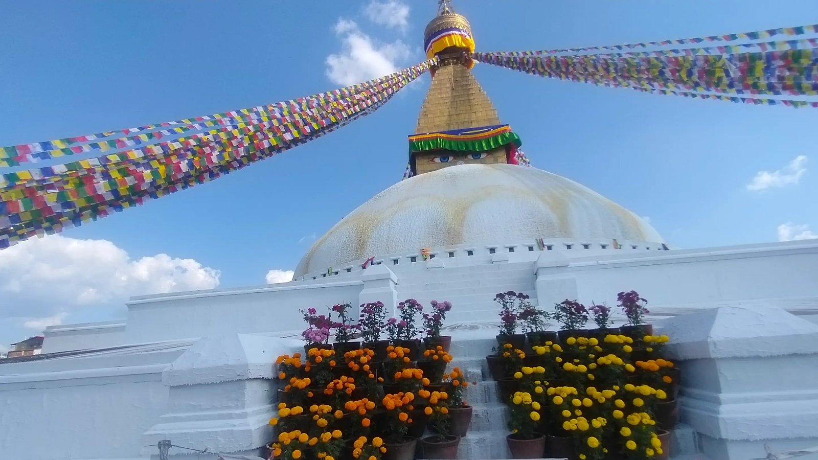 Boudhanath Stupa festival scene — Losar celebrations and local devotees