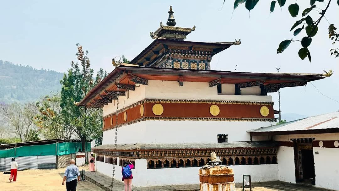 Historic Punakha Dzong Monastery during Punakha Winter Trek in Bhutan, surrounded by scenic Himalayan foothills and clear winter skies.