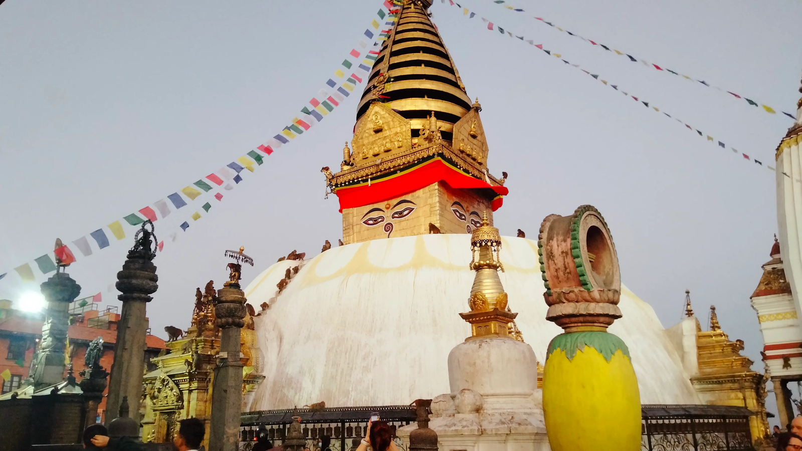 Monkey Temple Kathmandu Swayambhu golden spire close-up