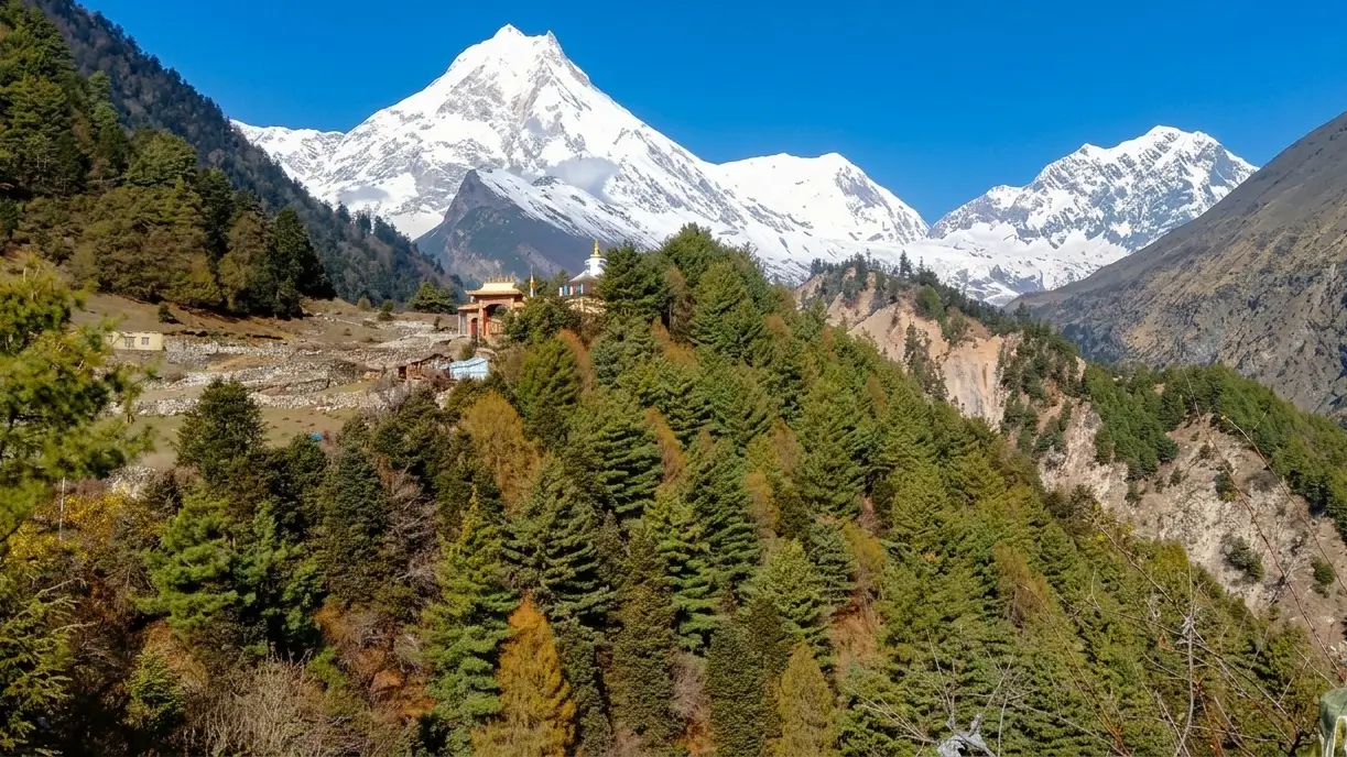 Mount Manaslu view from Lho