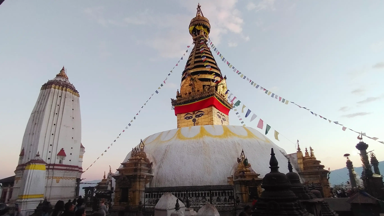 Swayambhunath Monkey Temple Kathmandu panoramic view of stupa