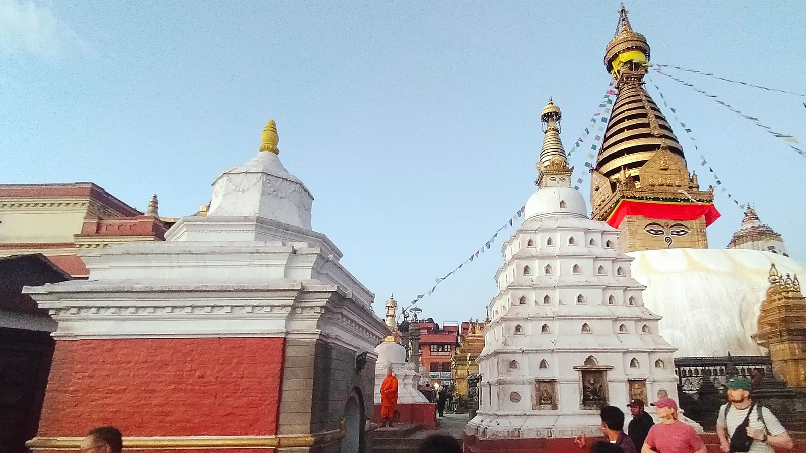 Swayambhunath midday crowds and pilgrims at hilltop shrine