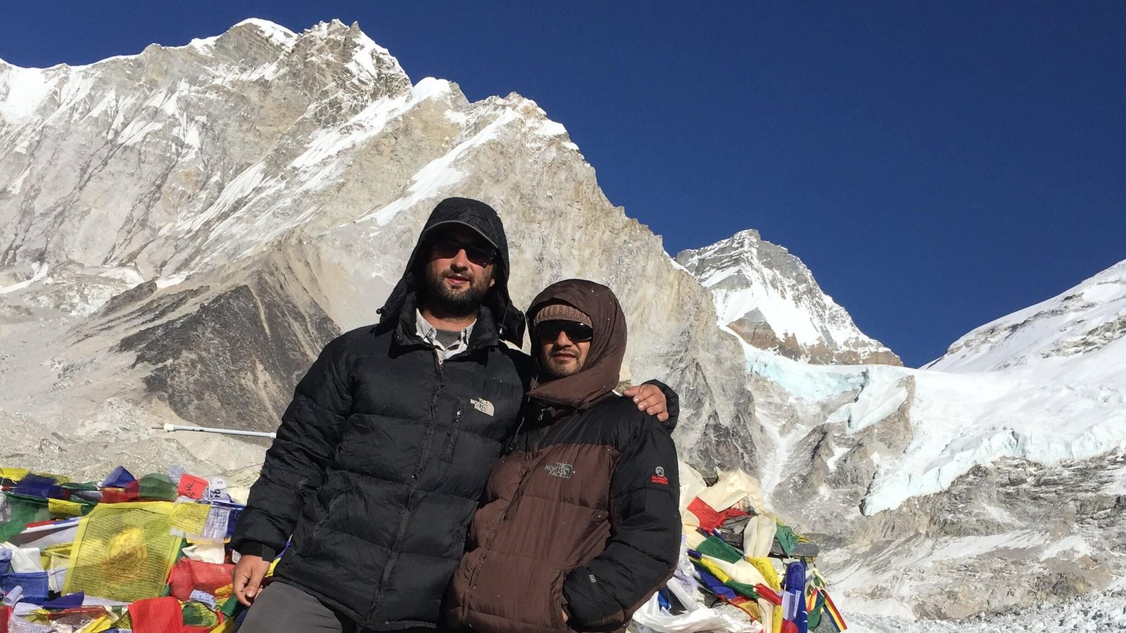 Trekkers walking towards Everest Base Camp in the Khumbu region of Nepal